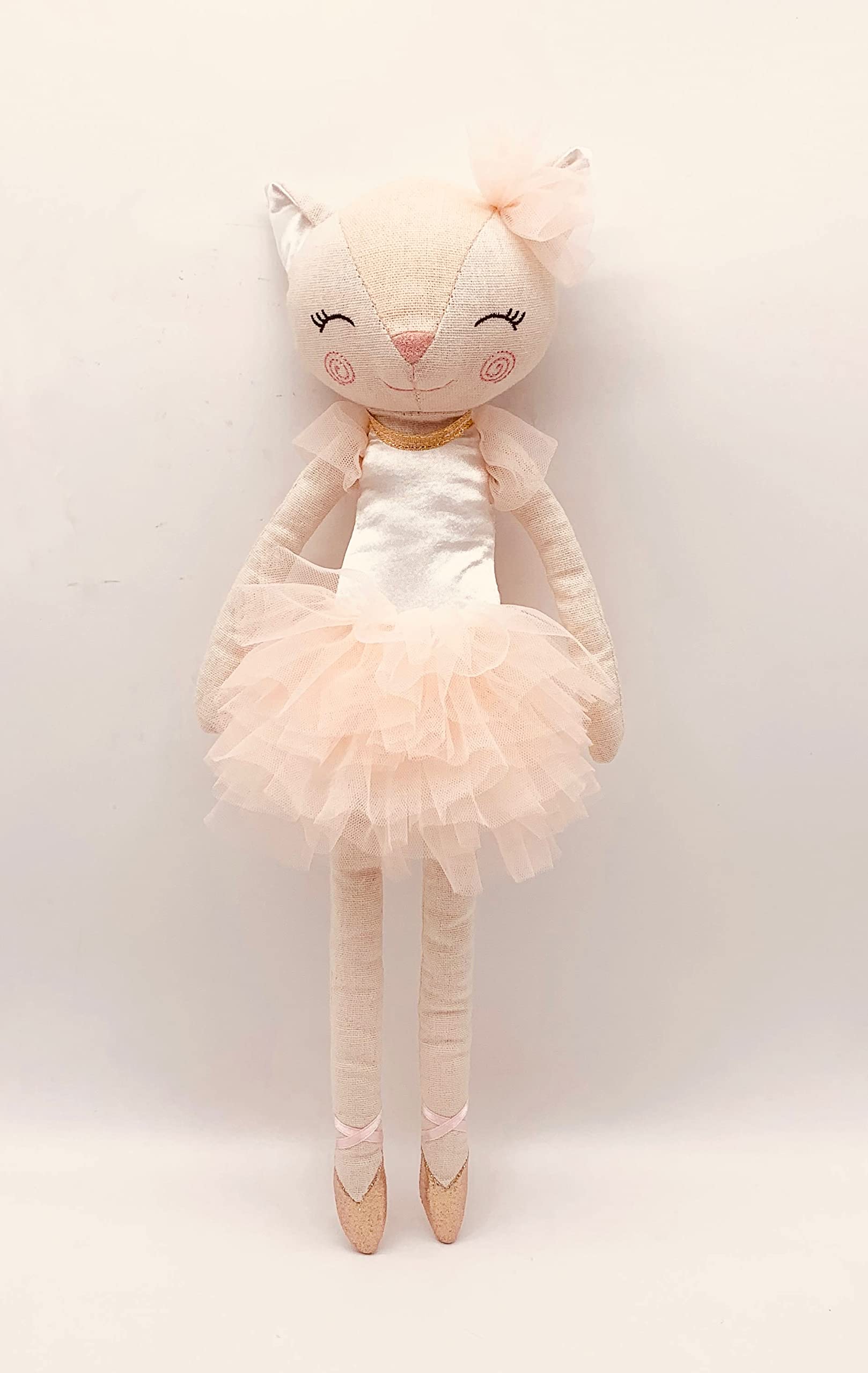 Laila and Lainey plush ballerina cat close-up in tutu, highlighting soft fur