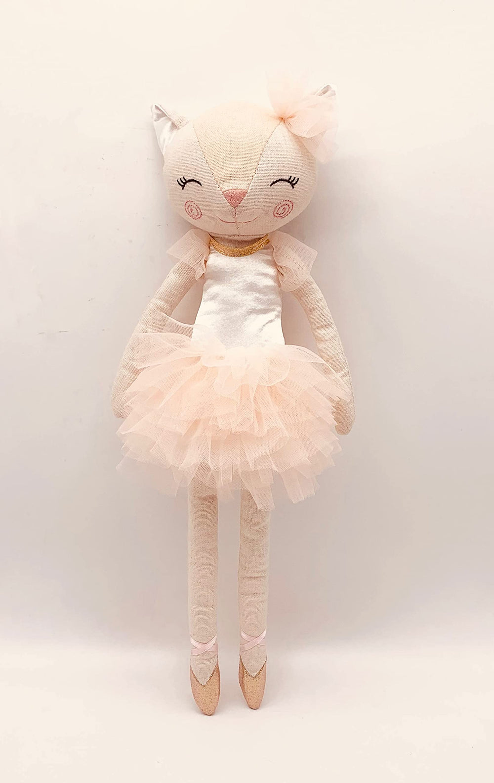 Laila and Lainey plush ballerina cat close-up in tutu, highlighting soft fur
