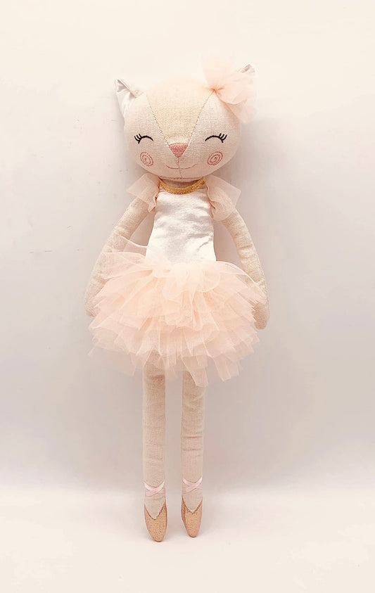 Laila and Lainey plush ballerina cat close-up in tutu, highlighting soft fur