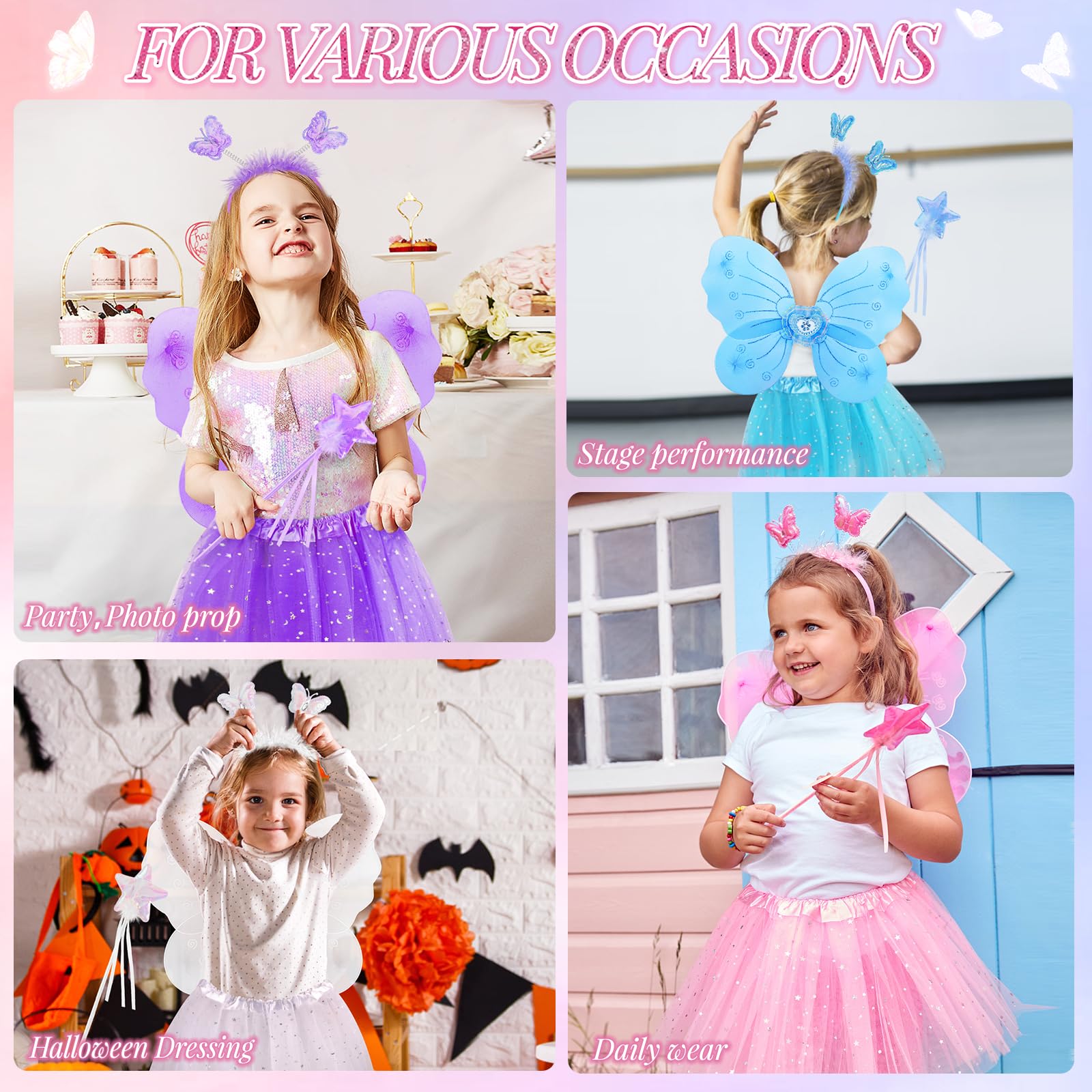 Lainlight star-sequin detailing adds sparkle to wings and tutu for festive looks.
