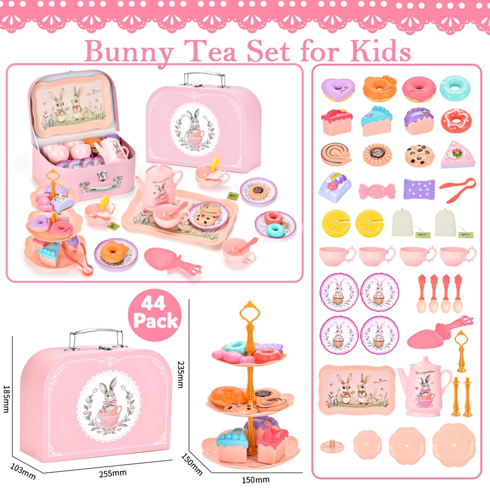 Lajeje Bunny Tea Set plates ideal for coordinated pretend meals and snacks