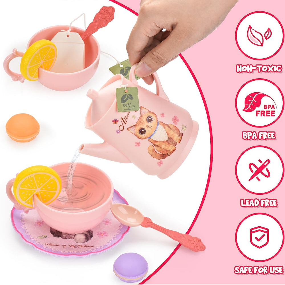 Lajeje Cat Tea Set serving tray keeps playtime organized and neat.
