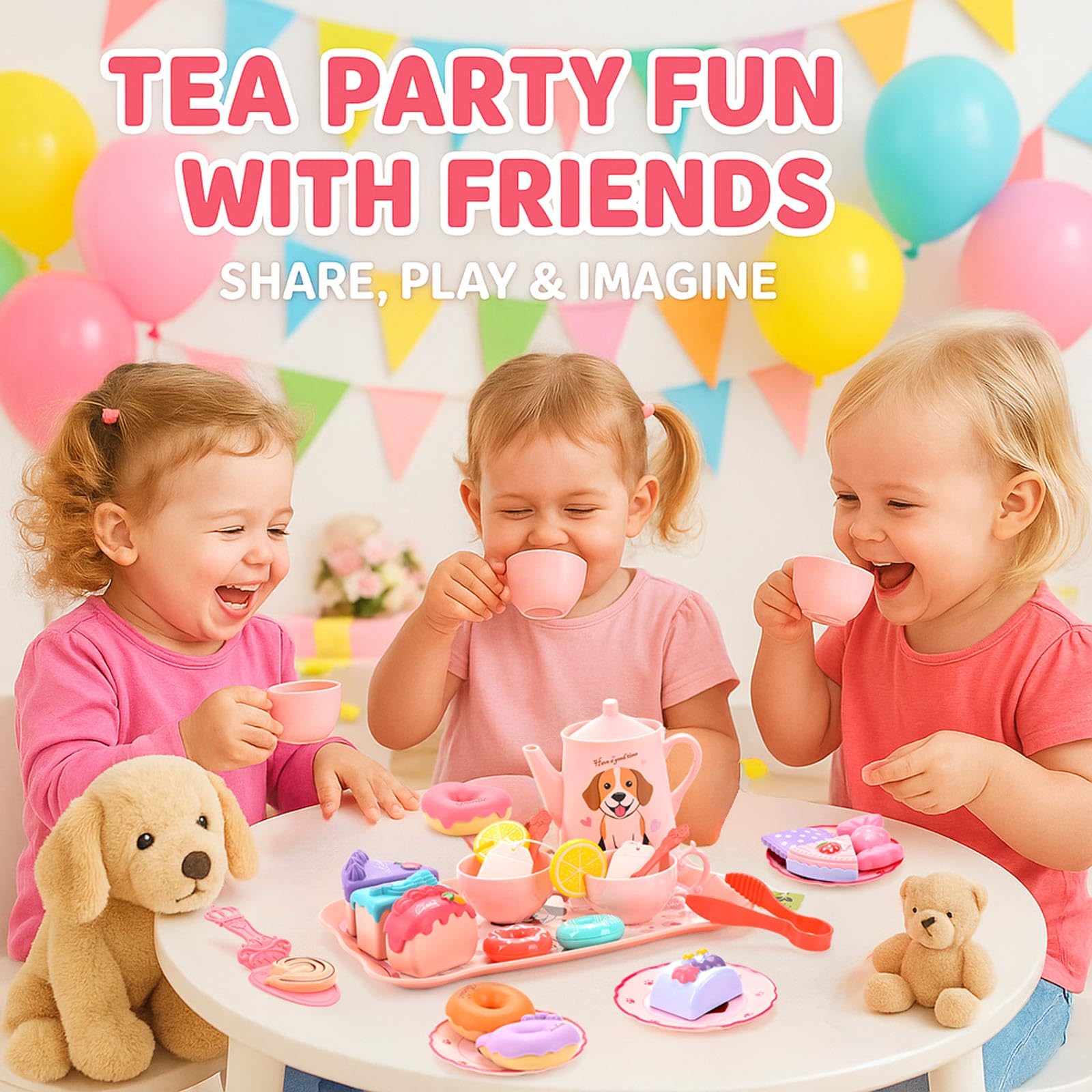 Lajeje Puppy tea cups ready for pretend tea time and social play