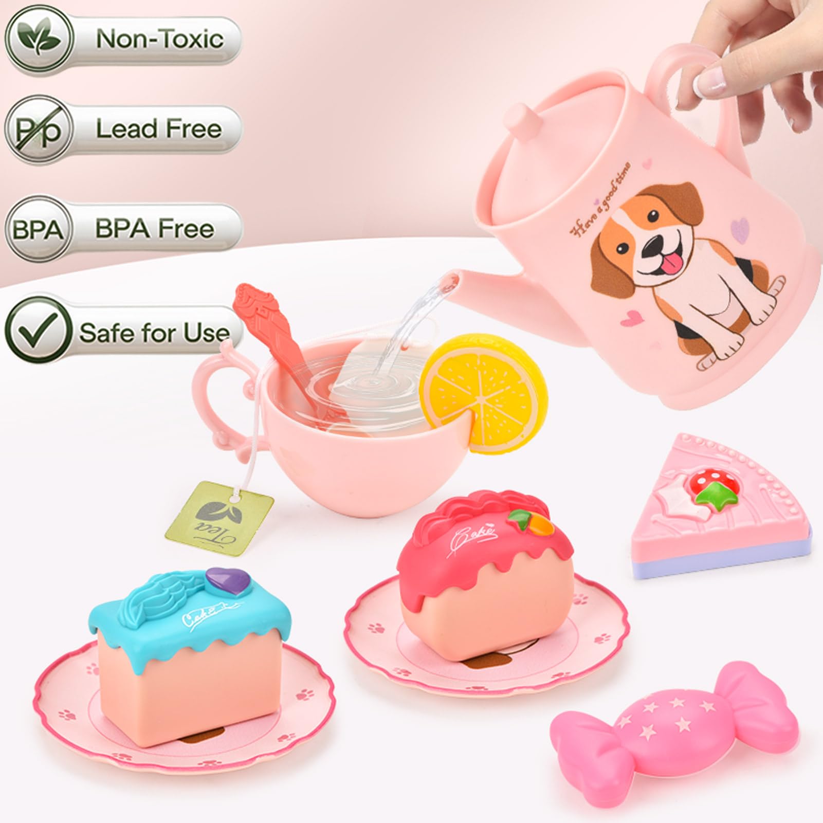 Lajeje Puppy tea set carrying case keeps all 46 pieces neatly stored