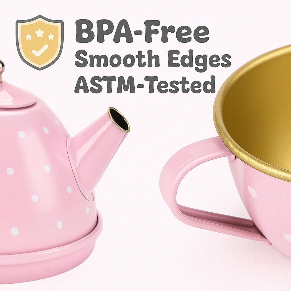 Lajeje teacups and stand provide a complete pretend setting.
