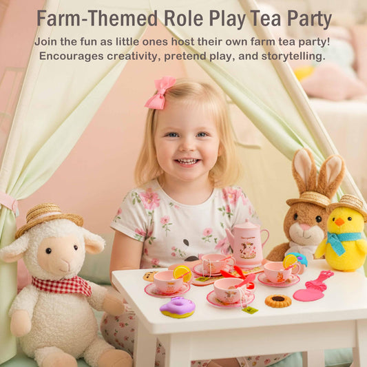 Lajeje Toddler Farm Tea Set cups support social sharing during play