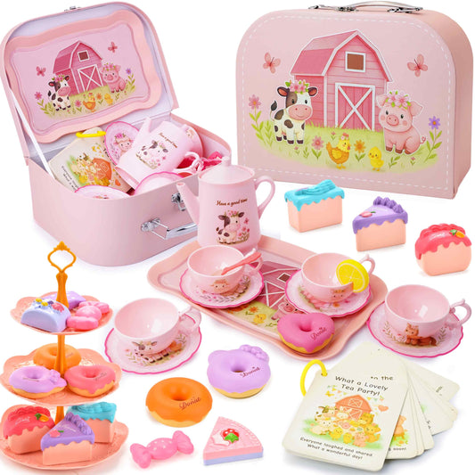Lajeje Toddler Farm Tea Set teapot boosts imaginative play