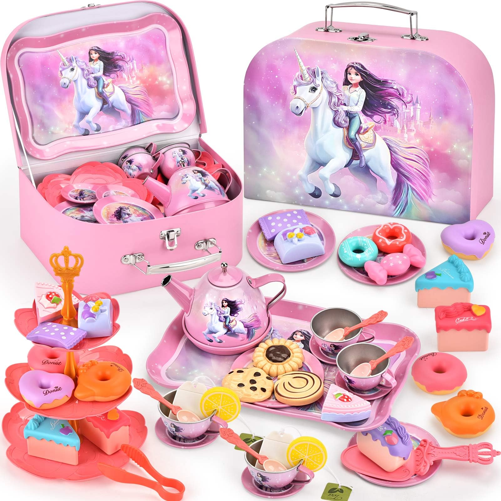 Lajeje unicorn tea set teapot features magical design for imaginative pretend play