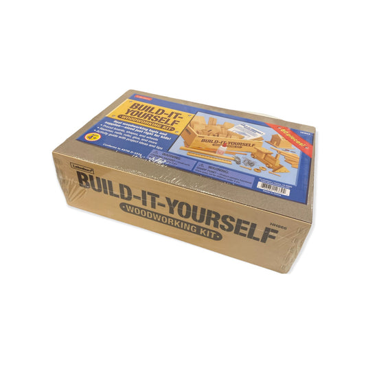 Lakeshore Build-It-Yourself Woodworking Kit kid using lightweight hammer for safe projects.