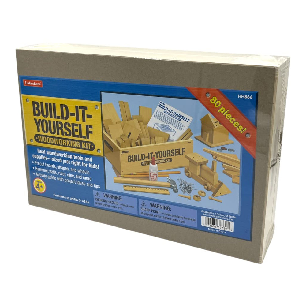 Lakeshore Build-It-Yourself Woodworking Kit pine pieces for hands-on learning.