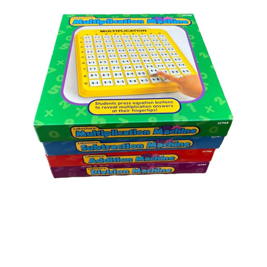 Lakeshore Self-Teaching Math Machines side view highlights durable, kid-friendly design for ages 5-11.