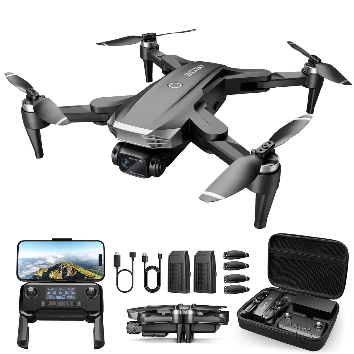 LAKSAKI GPS drone with 4K camera delivering crisp aerial detail for landscapes.