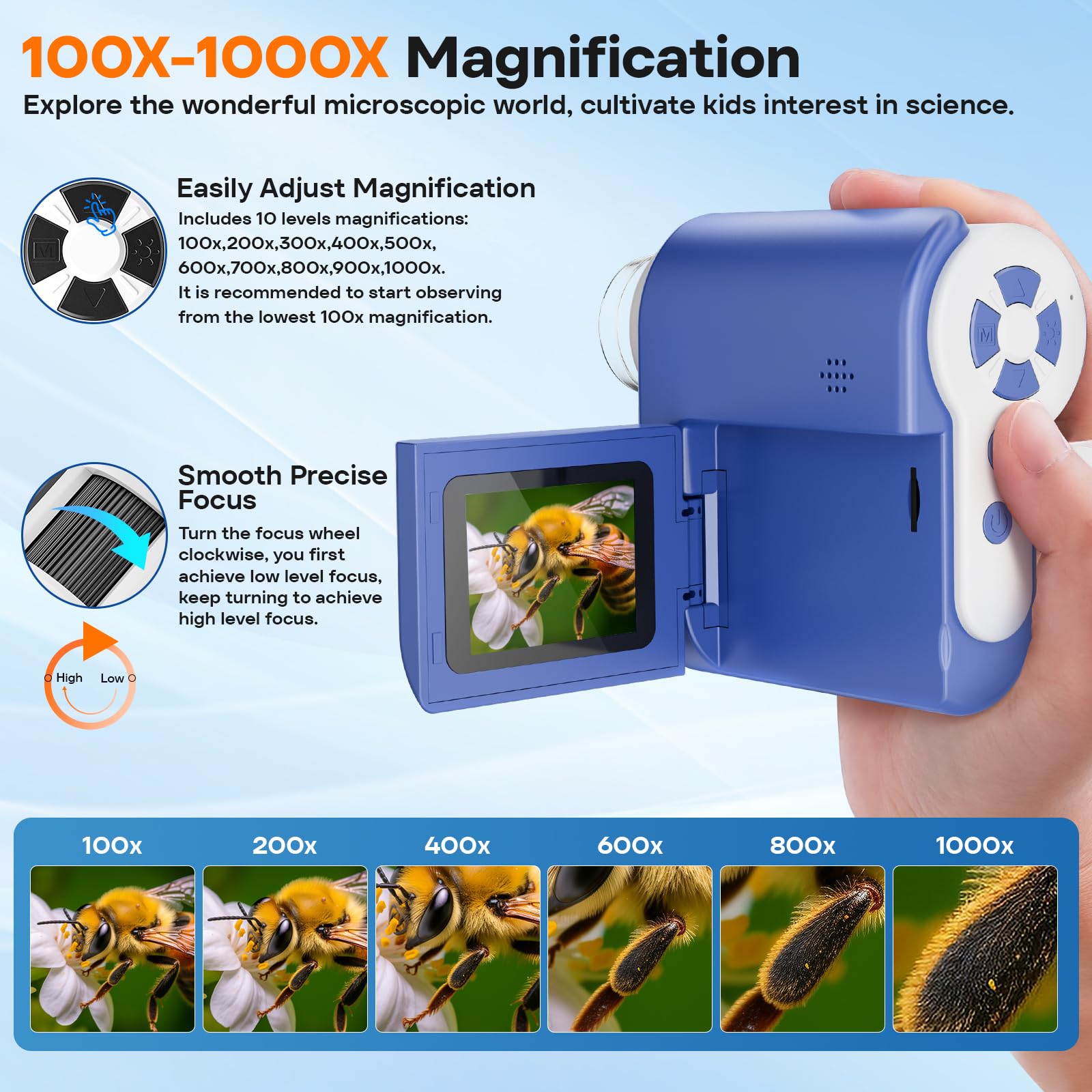 LAKWAR 4K screen display highlights detailed specimens for home education and experiments.