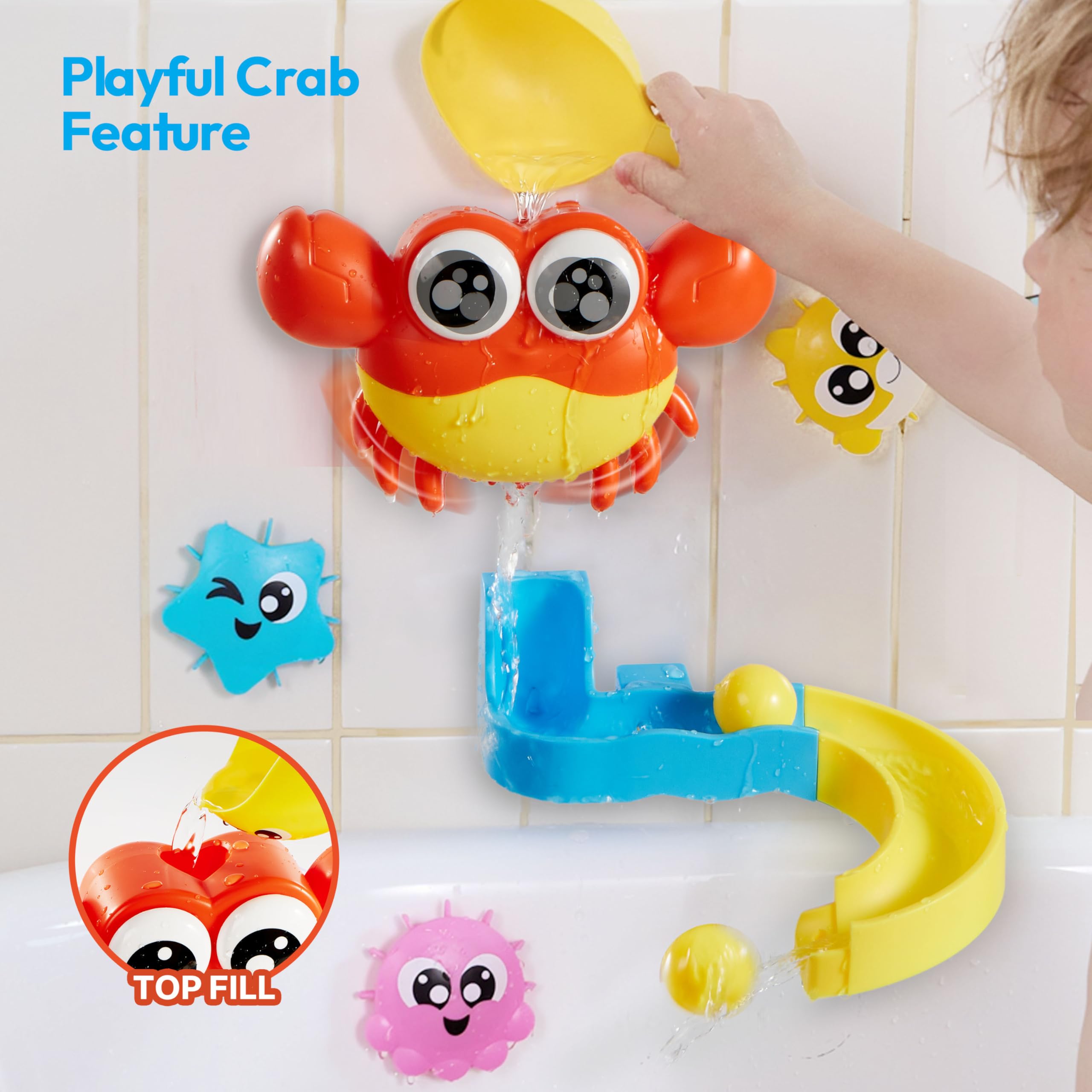 lalalark bath toy curved slide track guides water and balls.