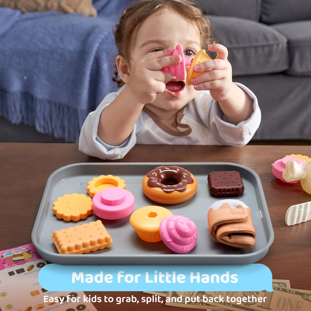 Lalalark Cookie Play Food Set bakery tray for organized display during play.