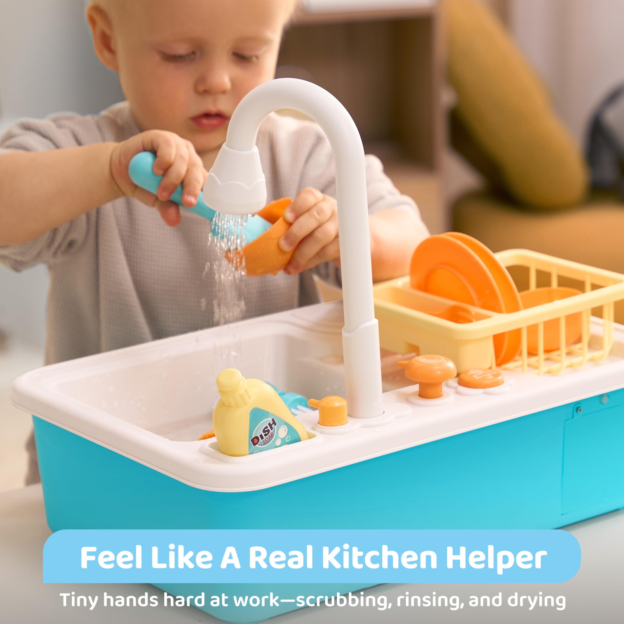 Lalalark kids sink toy with electric dishwasher for interactive kitchen fun.
