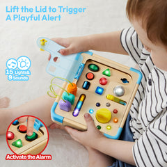Lalalark busy board lights and sounds provide rich sensory cues