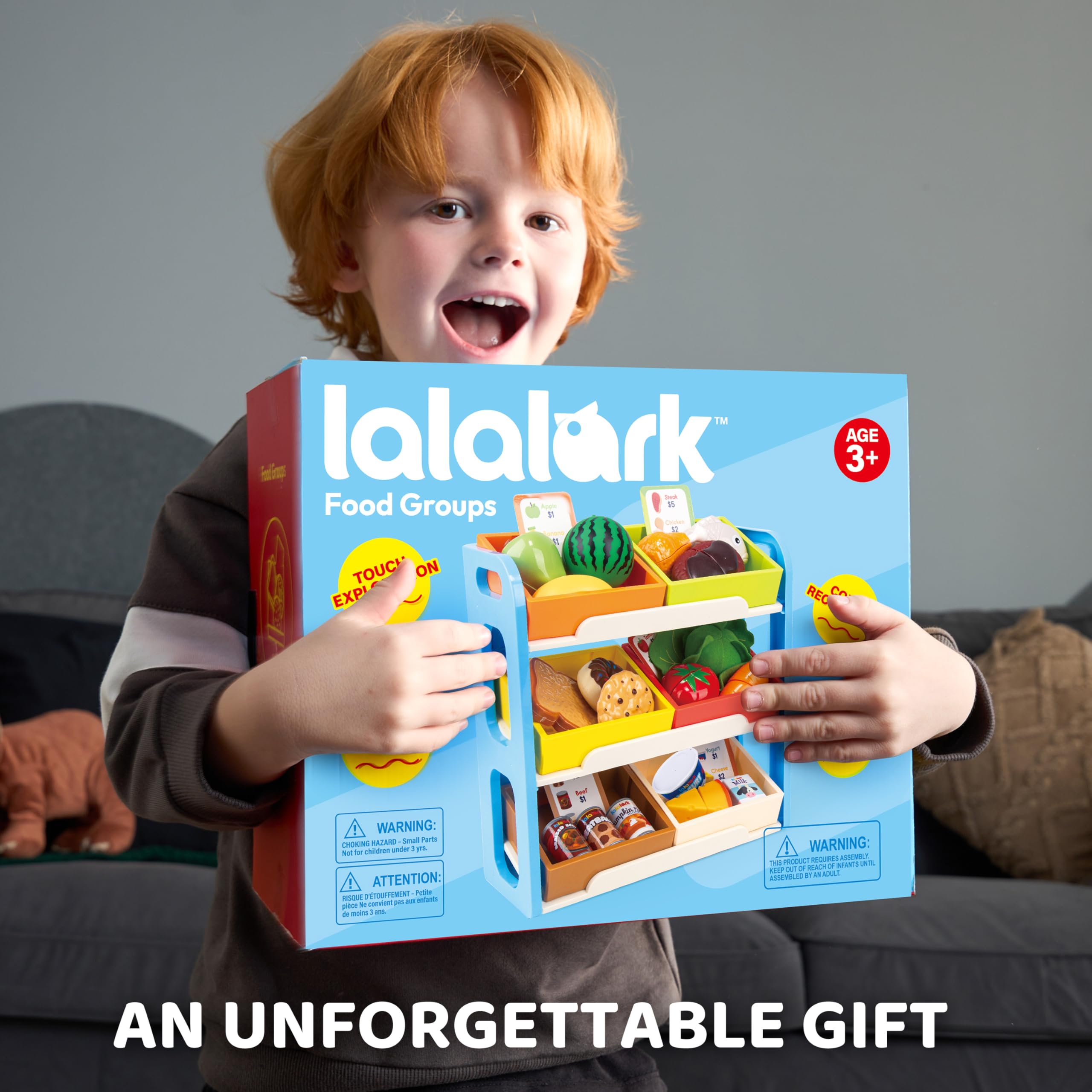 Lalalark grocery pretend play enhances social interaction and role play.