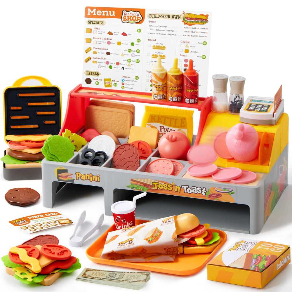 Lalalark play restaurant sandwich maker for imaginative meals and fine motor play.