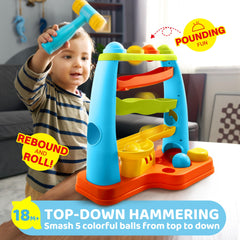 lalalark pounding ball hammer action strengthens fine motor skills and hand-eye coordination.