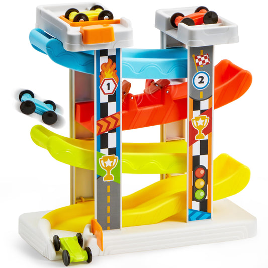 lalalark Race Track Car Ramp Base shows a stable play surface for toddlers that supports safe first ramps