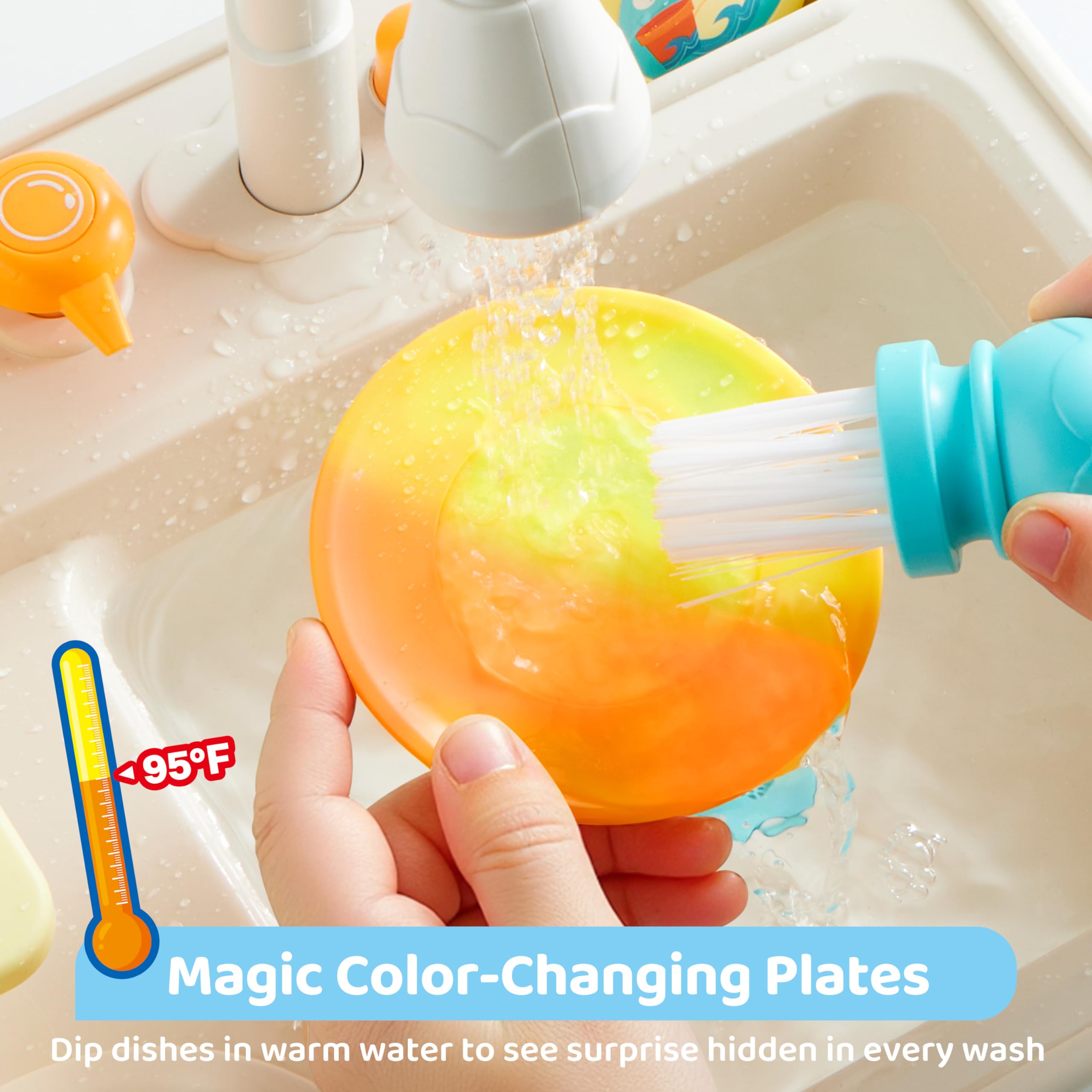 Lalalark simulated kitchen faucet with knob for hands-on water control.