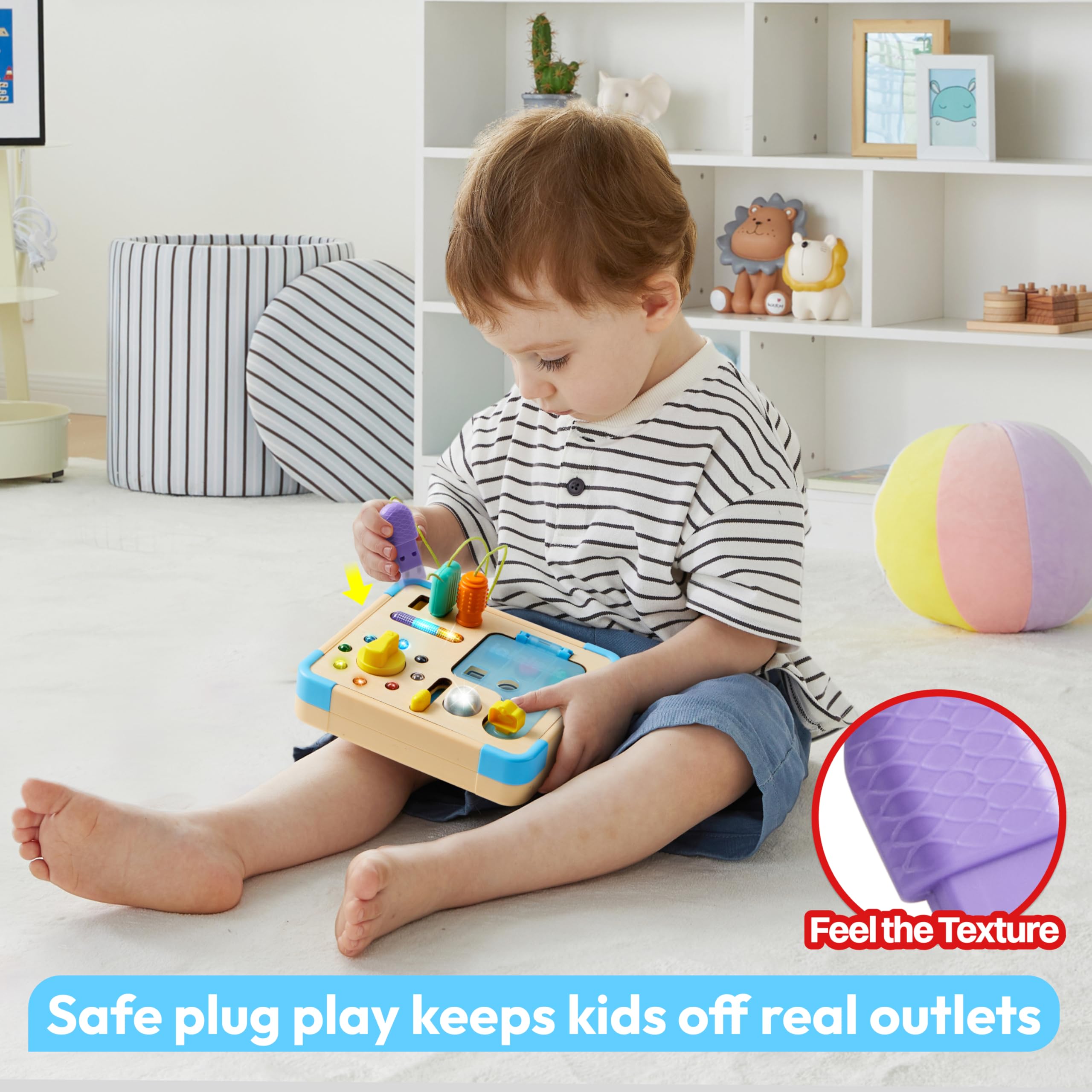 Lalalark busy board switches and plugs boost fine motor practice