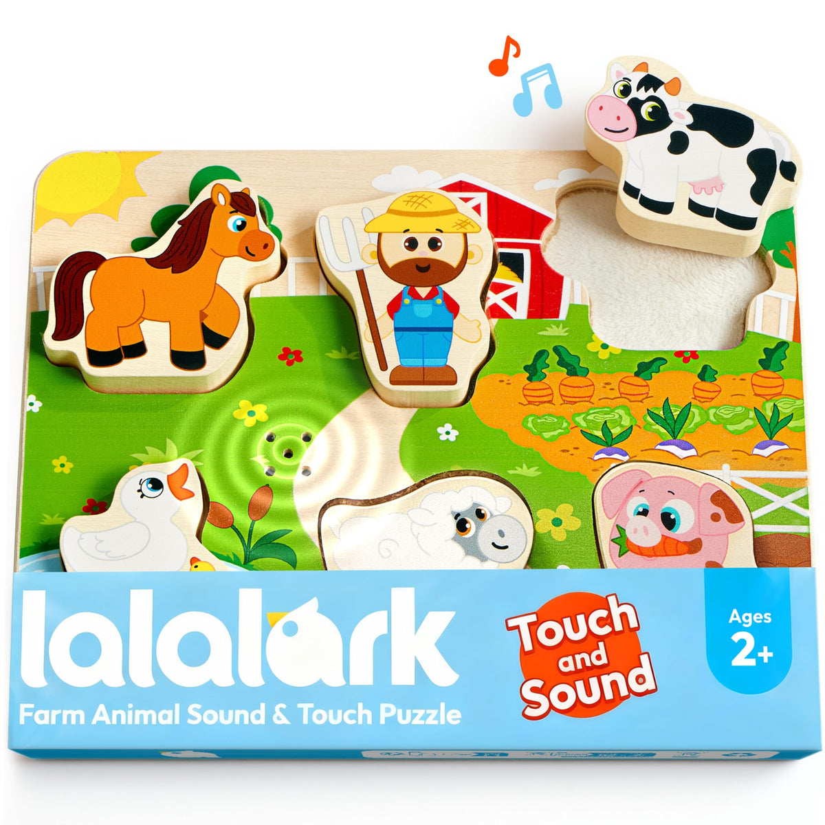 lalalark tactile-sound wooden puzzle base for sensory exploration and coordination