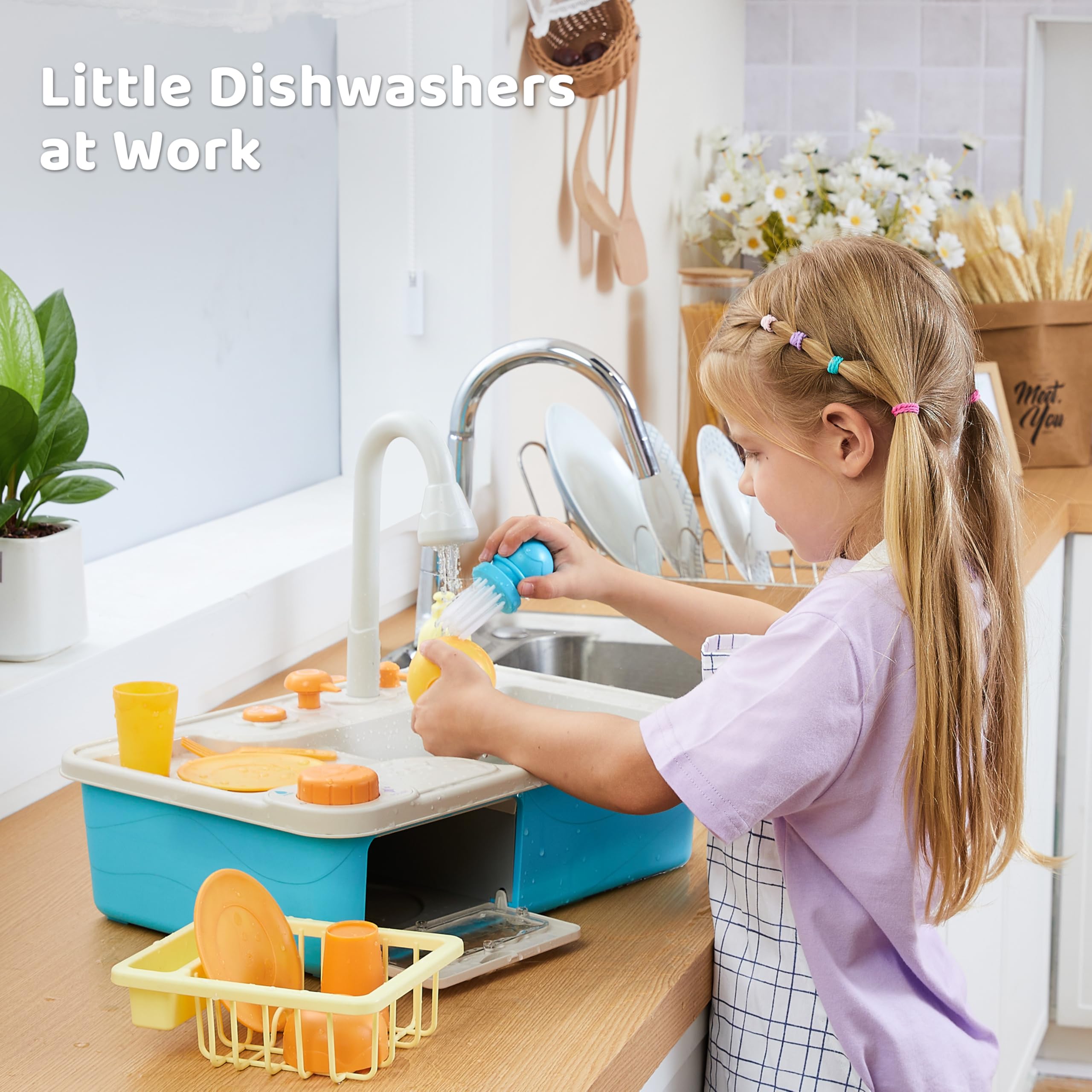 Lalalark three dishwasher modes with color lights boost pretend cleaning.