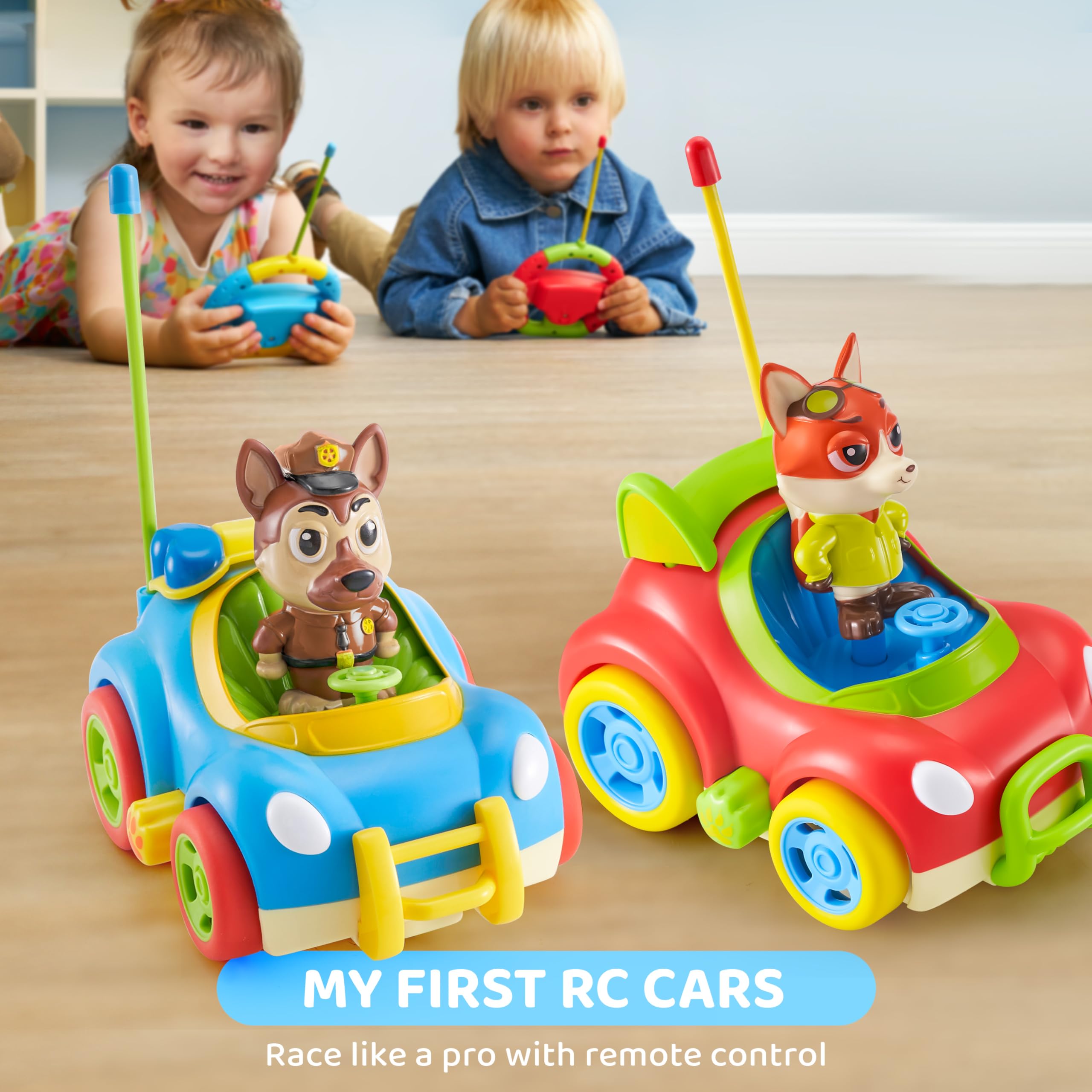 lalalark two-pack rc cars with fox thief figure for chase stories