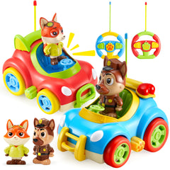 lalalark two-pack rc cars with police dog figure for imaginative play