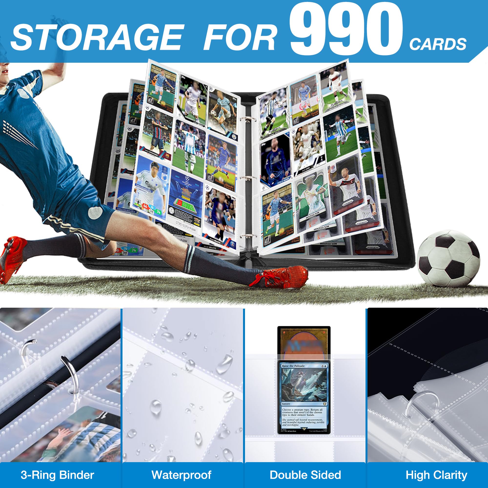 Lalasu Soccer Card Binder interior pages with organized pockets