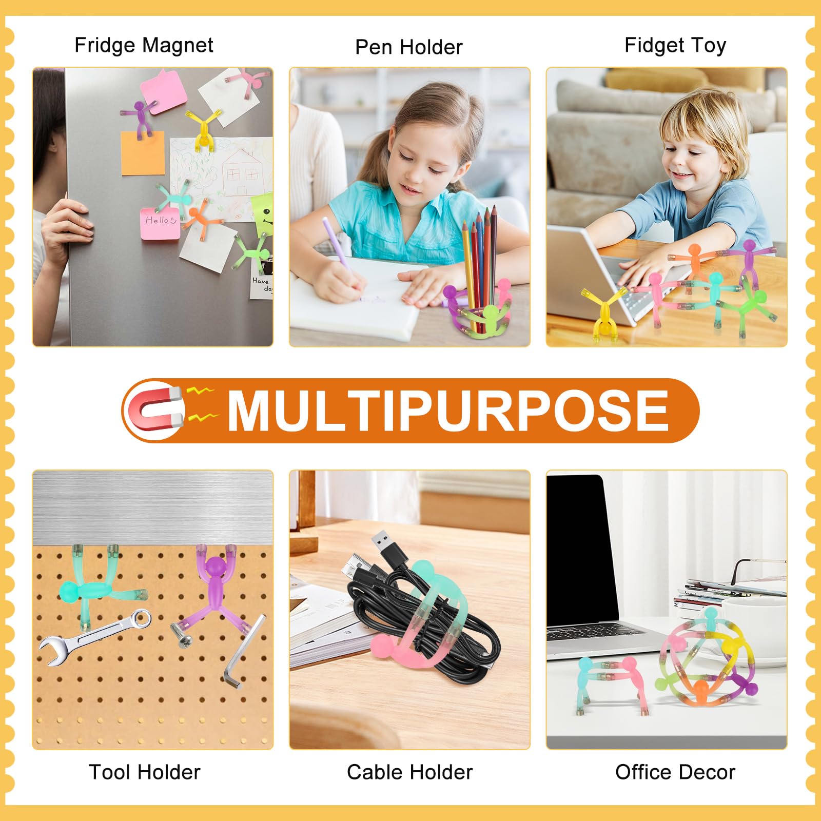 Laleay figures with secure magnets for fridge, whiteboard, or desk use.