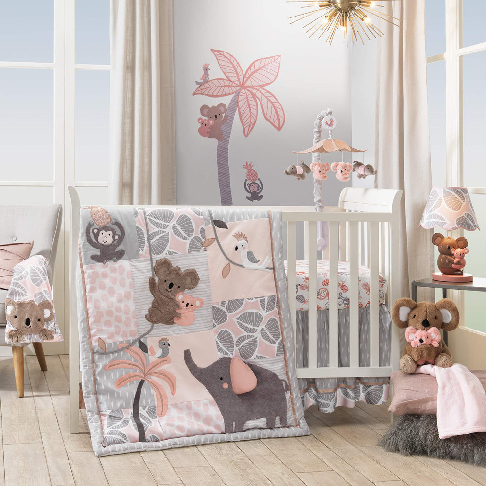 Lambs and Ivy Calypso Koalas embroidered details enhance durability and charm.