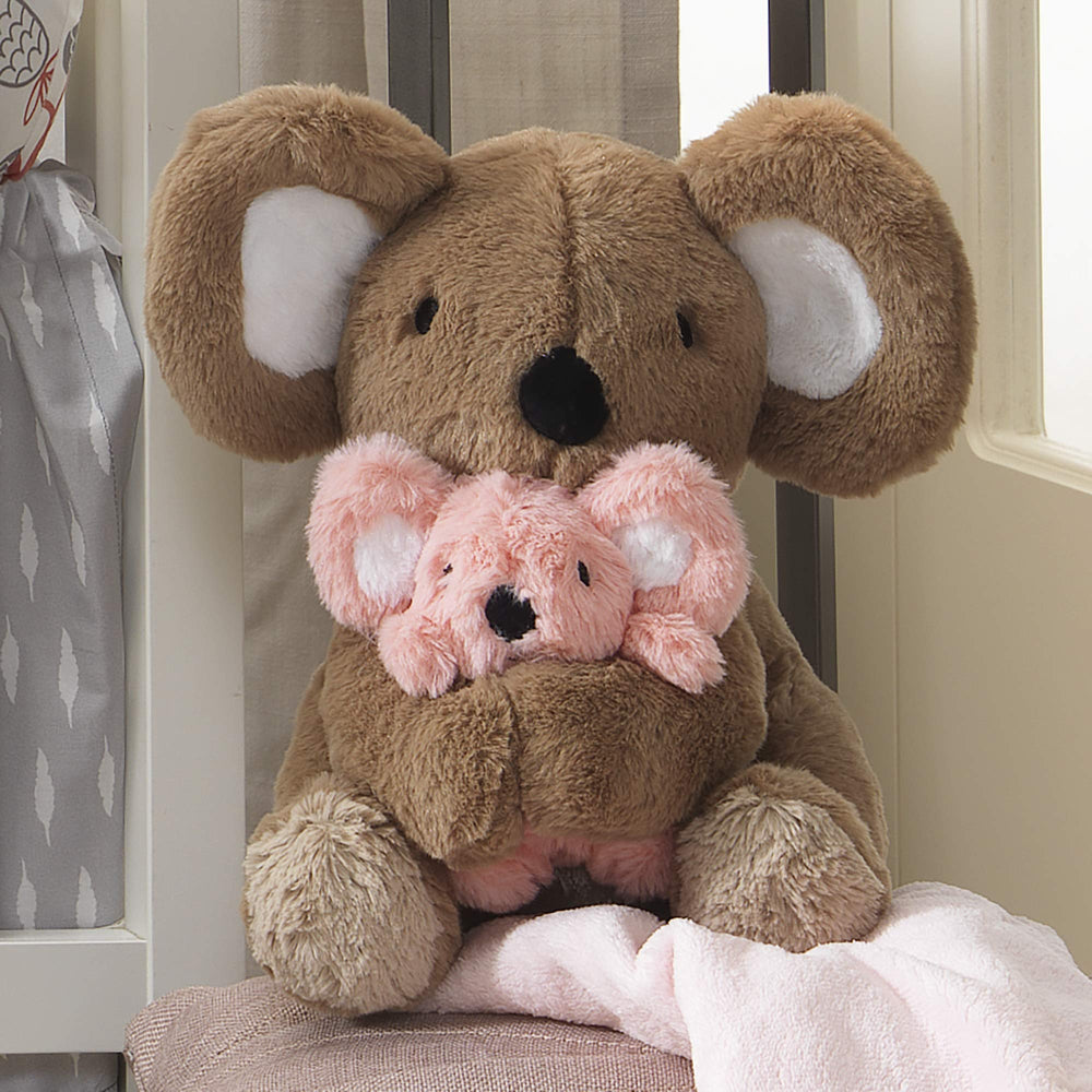 Lambs and Ivy Calypso Koalas Mommy hugs baby Wuzzy, adding warmth.