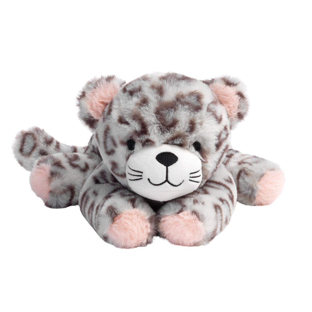 Lambs & Ivy Cleo leopard plush full body in pink and gray for cozy hugs.