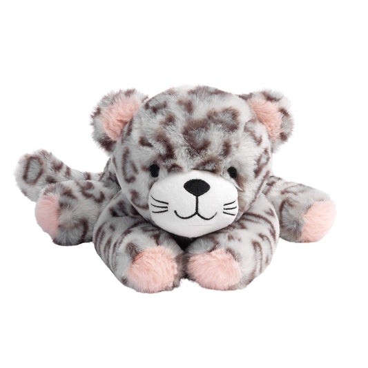 Lambs & Ivy Cleo leopard plush full body in pink and gray for cozy hugs.