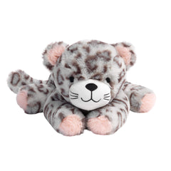 Lambs & Ivy Cleo leopard plush full body in pink and gray for cozy hugs.