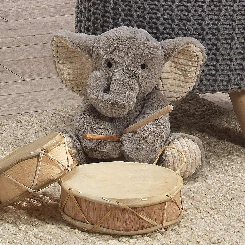 Lambs & Ivy Jett velour ears detail for soft touch and cozy feel.