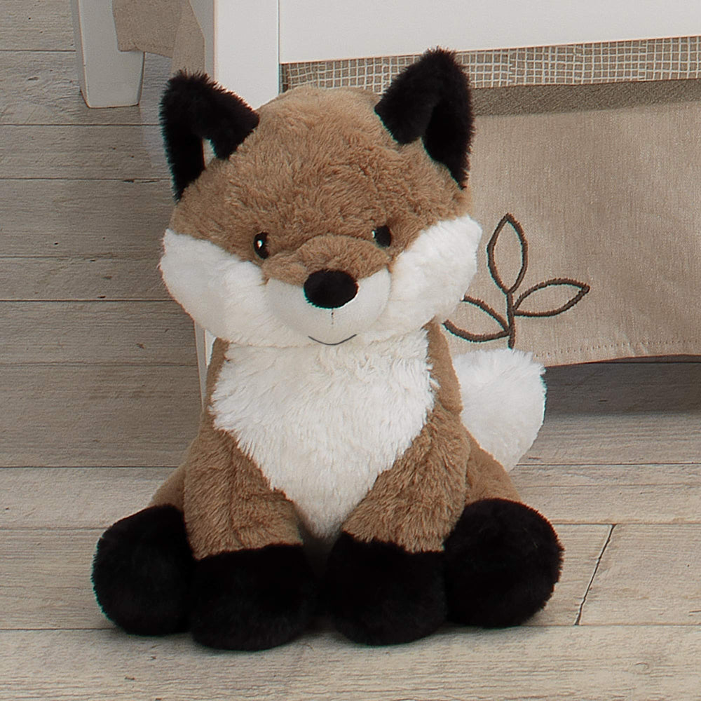 Close-up of Knox with embroidered eyes and nose for safe, friendly expression.