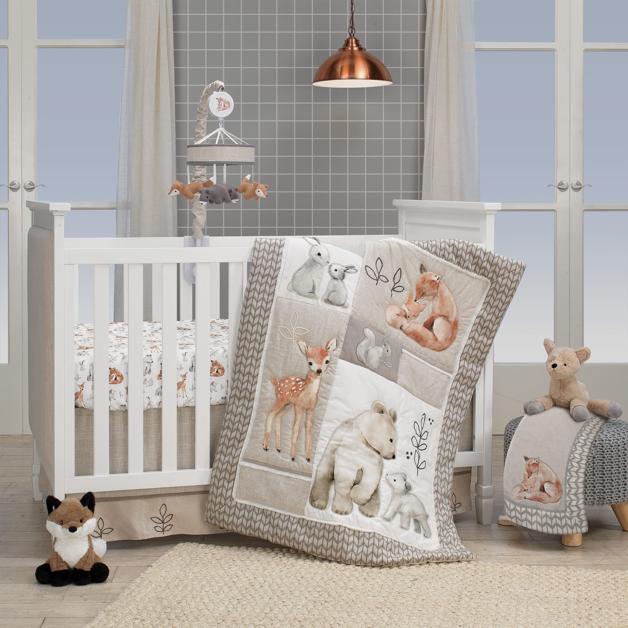 Knox plush fox showing white chest and tail tip, coordinates with Painted Forest decor.
