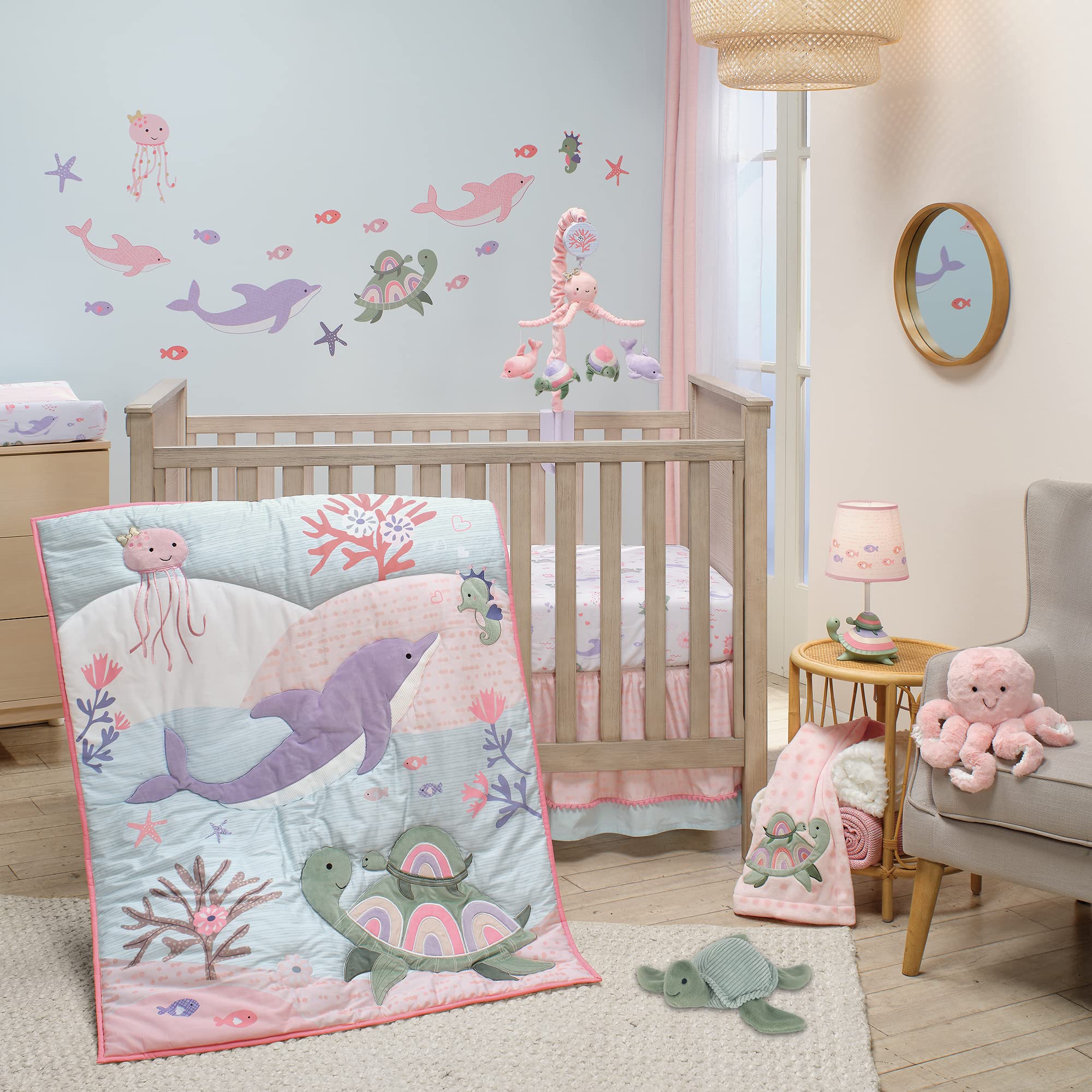 Lambs & Ivy Sea Dreams pink octopus, gift-ready baby toy option
