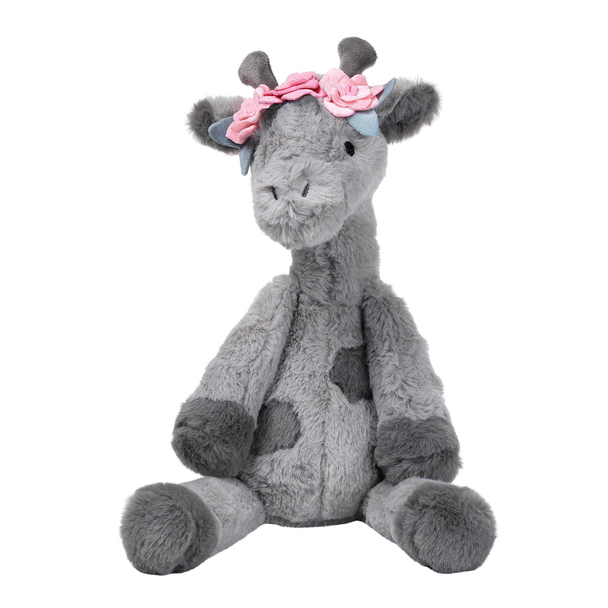 Lambs & Ivy Skylar gray giraffe plush with ultra-soft minky for cozy cuddles.