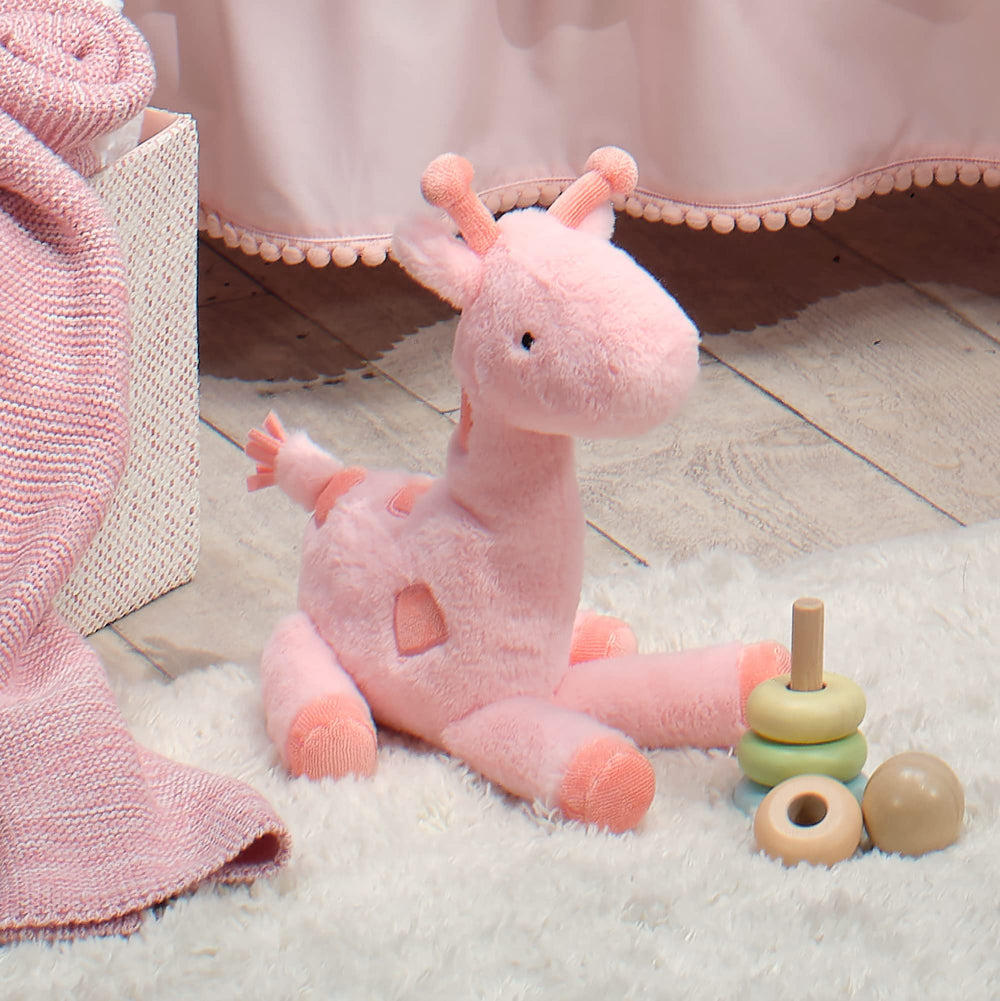 Lambs &amp; Ivy Snuggle Jungle pink giraffe plush ideal for baby shower gifts.