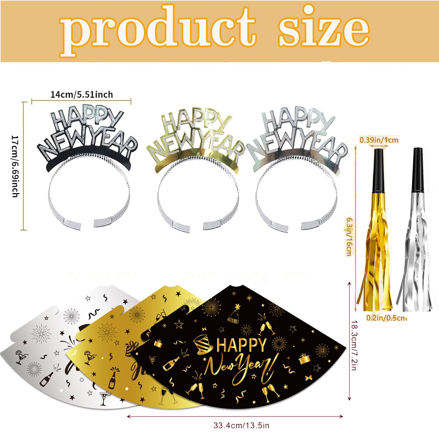 Lamden cone hats in gold and silver for playful celebrations