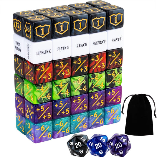 LAMJAM 63-piece dice counters set for MTG, easy-to-read numerals.