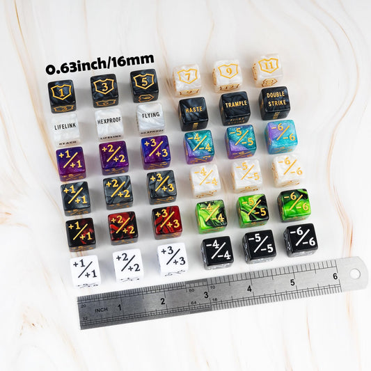 LAMJAM MTG keyword dice pack featuring First Strike and Vigilance for quick reference.