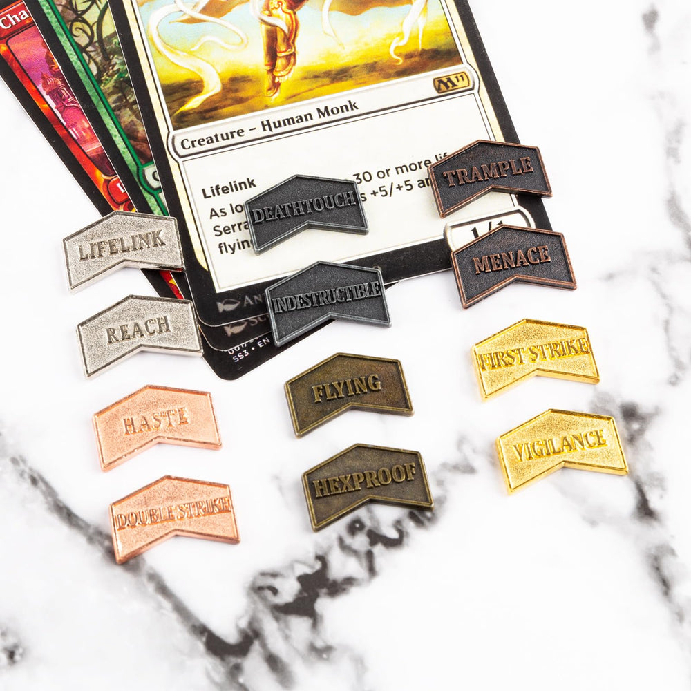 LAMJAM MTG token set in silvery finish offers Lifelink and Reach counters for durable tracking.