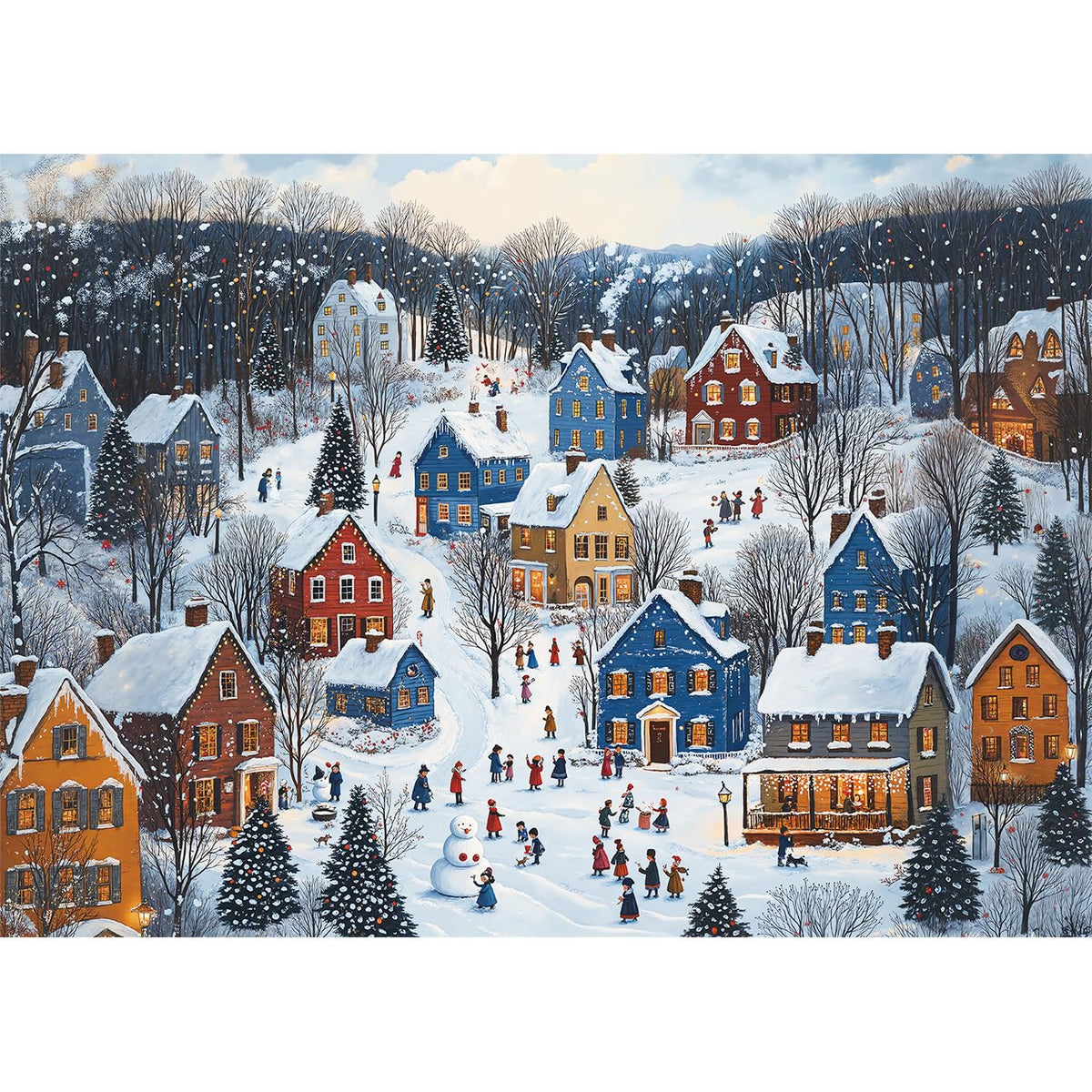Lamplig Christmas puzzle: snowy village scene for family bonding and cozy evenings.