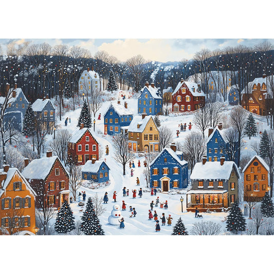 Lamplig Christmas puzzle: snowy village scene for family bonding and cozy evenings.